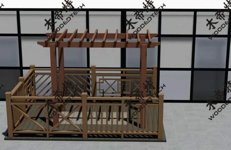 展厅塑木葡萄架与各种款式塑木围栏